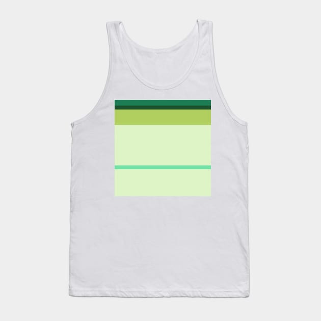 A shocking harmonization of Salem, Medium Aquamarine, Very Light Green, Pine and June Bud stripes. Tank Top by Sociable Stripes